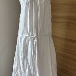 Banana Republic Linen Blend Med White Midi Halter Dress